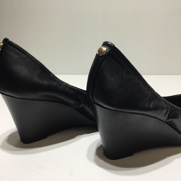 EUC Vince Camuto Black Leather Wedges Size 11.5 - Picture 5 of 8